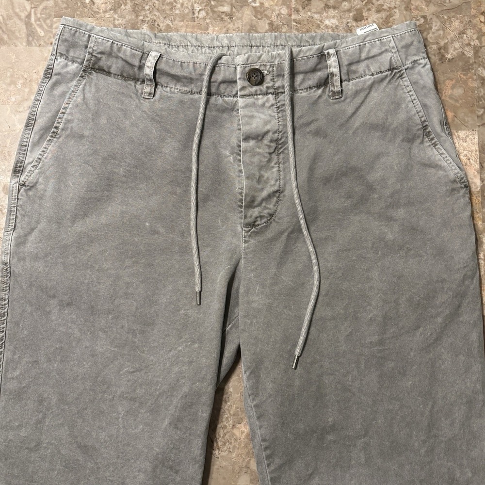 James Perse Pants Mens 34x31 Grey Rigid Canvas Button Fly Drawstring Fade